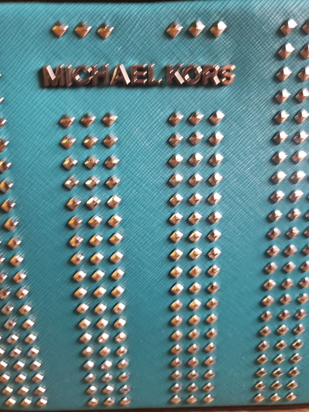 Michael Kors Turquoise Studded Crossbody Bag - Picture 3 of 6